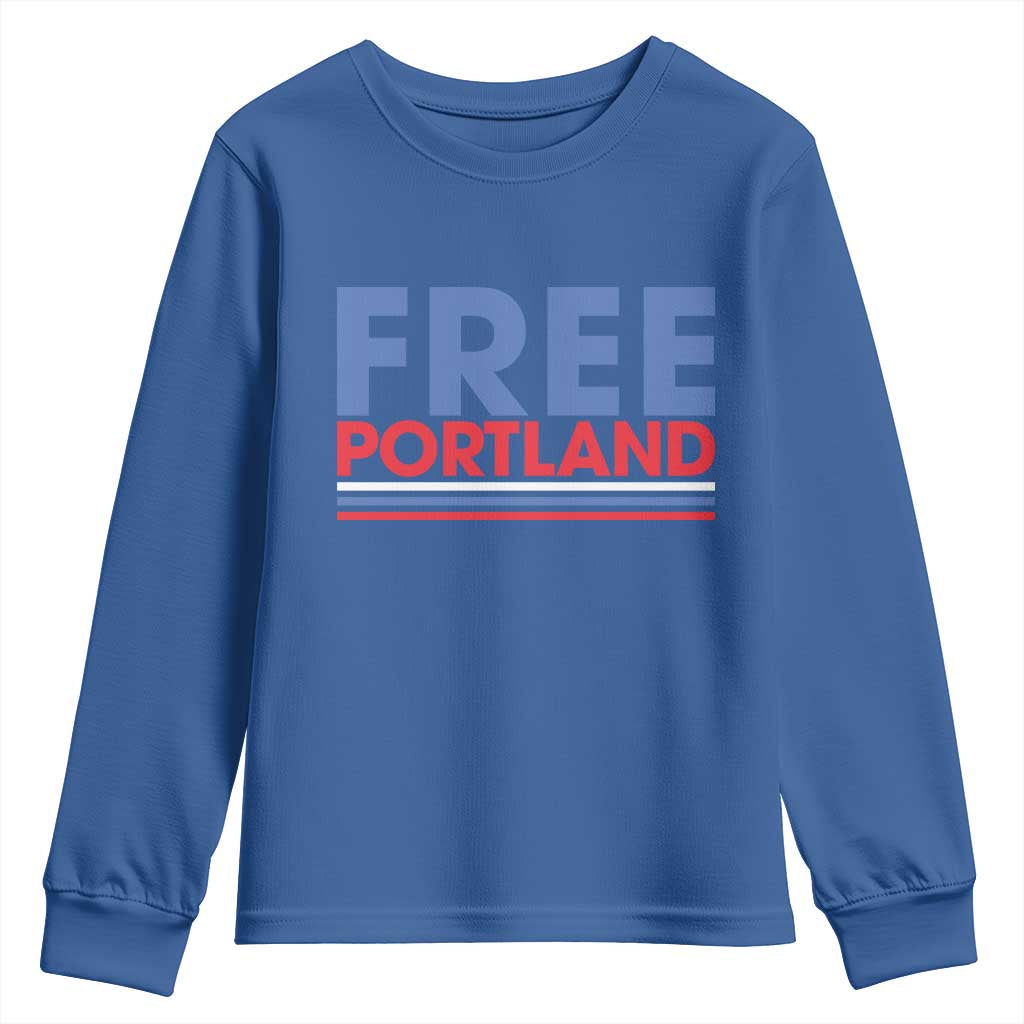 Free Portland Bold Patriotic Youth Sweatshirt Red White and Blue Protest Statement TS02 Royal Blue Print Your Wear