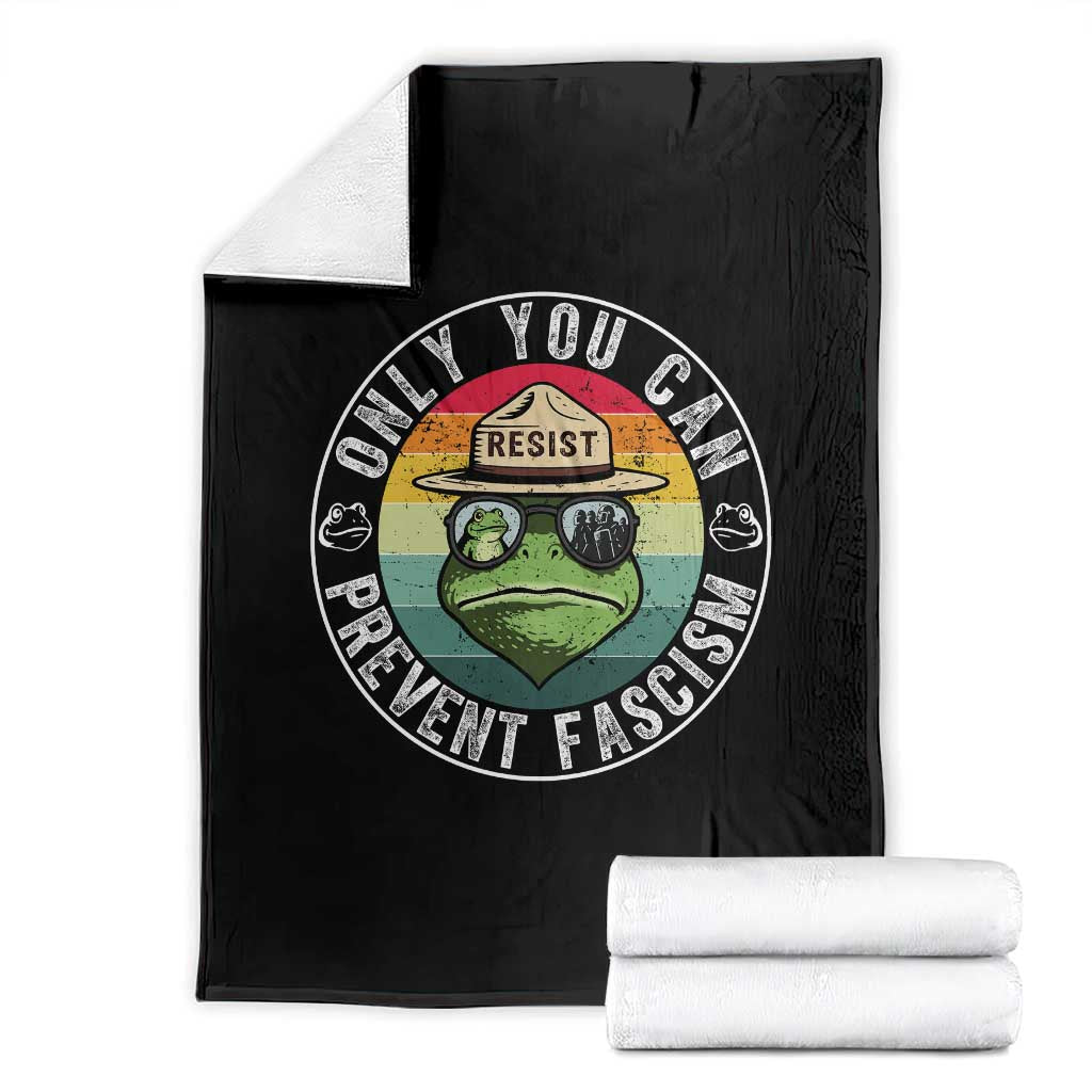 Only You Can Prevent Fascism Frog Resist Protest Throw Blanket Free Portland Oregon Freedom Retro TS02 Black Print Your Wear