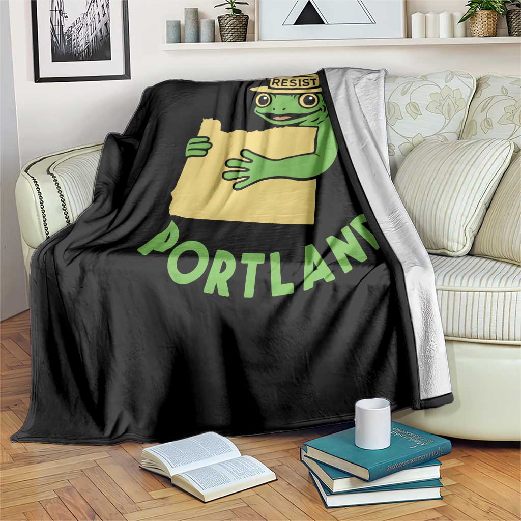 Portland Frog Resist Throw Blanket Oregon Map Vintage Graphic TS02 Print Your Wear