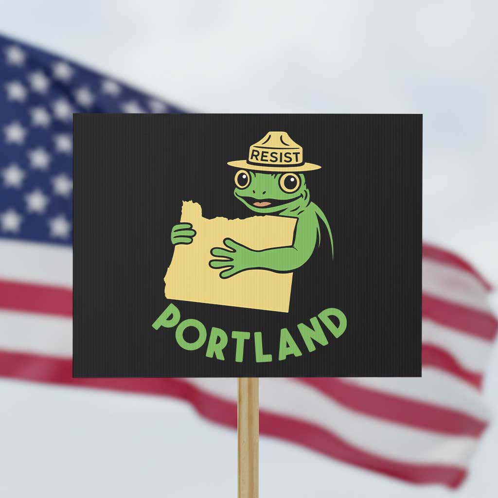 Portland Frog Resist Protest Sign Oregon Map Vintage Graphic TS02 Horizontal 18