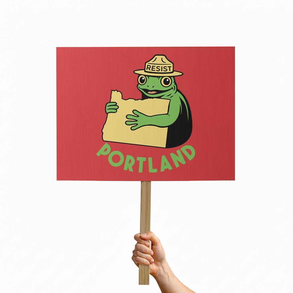 Portland Frog Resist Protest Sign Oregon Map Vintage Graphic TS02 Horizontal 18