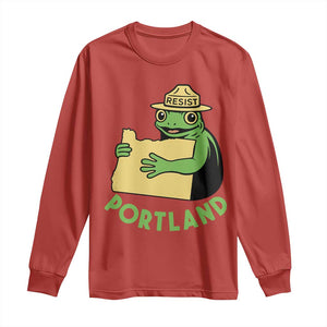 Portland Frog Resist Long Sleeve Shirt Oregon Map Vintage Graphic TS02 Red Print Your Wear