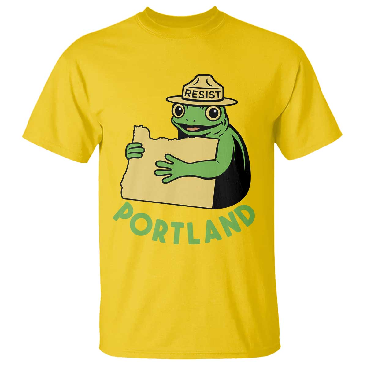 Portland Frog Resist T Shirt Oregon Map Vintage Graphic TS02 Daisy Print Your Wear