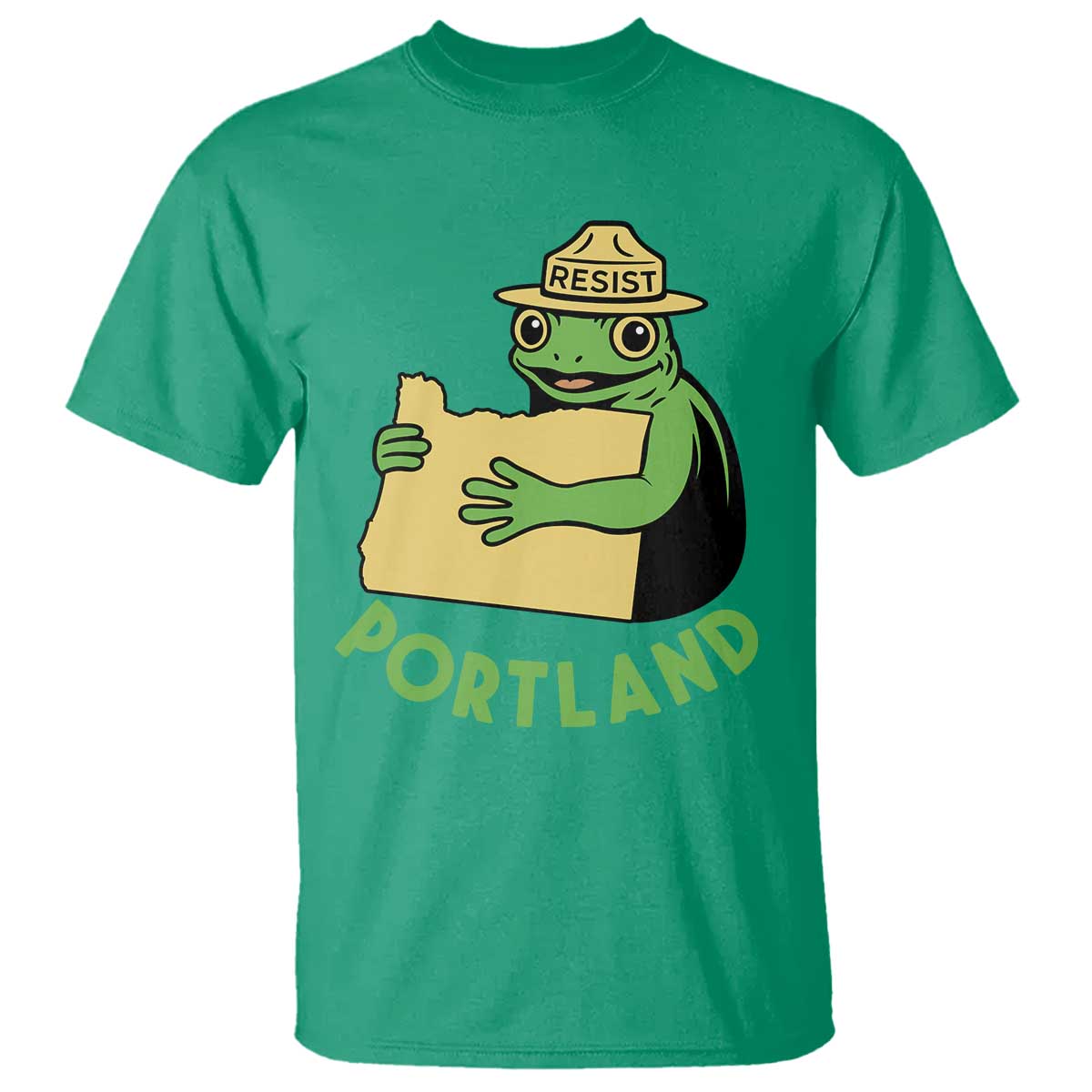 Portland Frog Resist T Shirt Oregon Map Vintage Graphic TS02 Irish Green Print Your Wear
