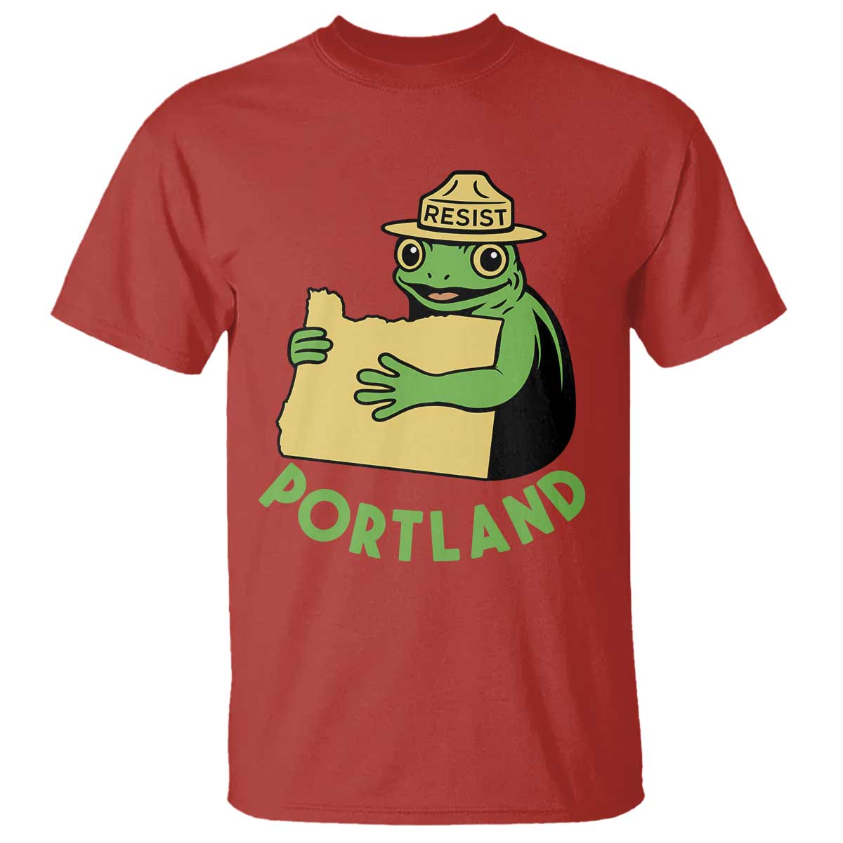 Portland Frog Resist T Shirt Oregon Map Vintage Graphic TS02 Red Print Your Wear