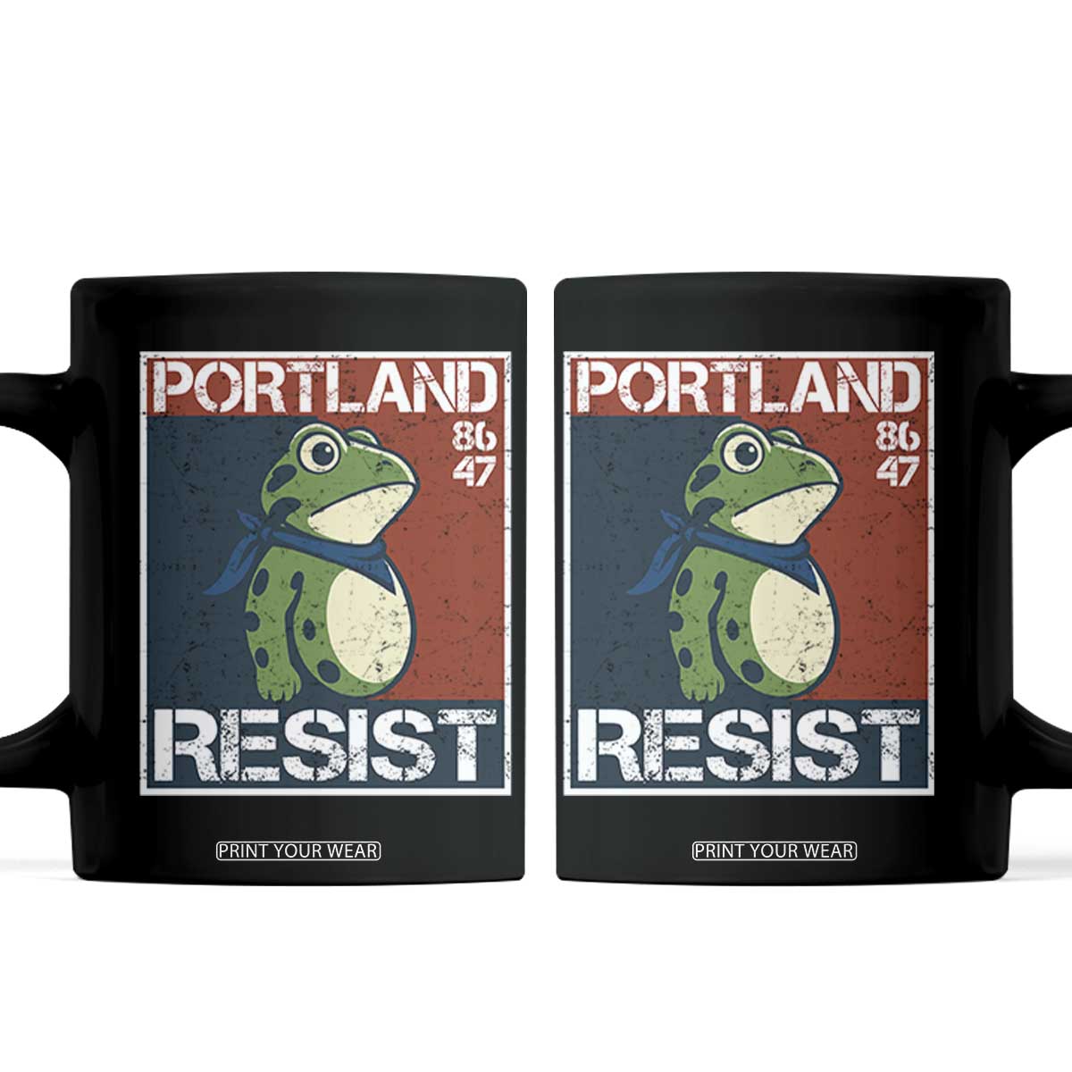 Portland Resist Retro Frog 8647 Coffee Mug Political Satire Protest Poster Graphic TS02 Black Print Your Wear