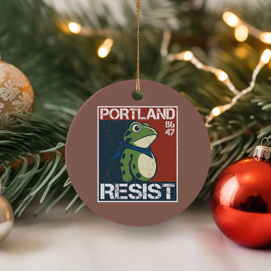 Portland Resist Retro Frog 8647 Ceramic Ornament Political Satire Protest Poster Graphic TS02 1pc Mocha Print Your Wear