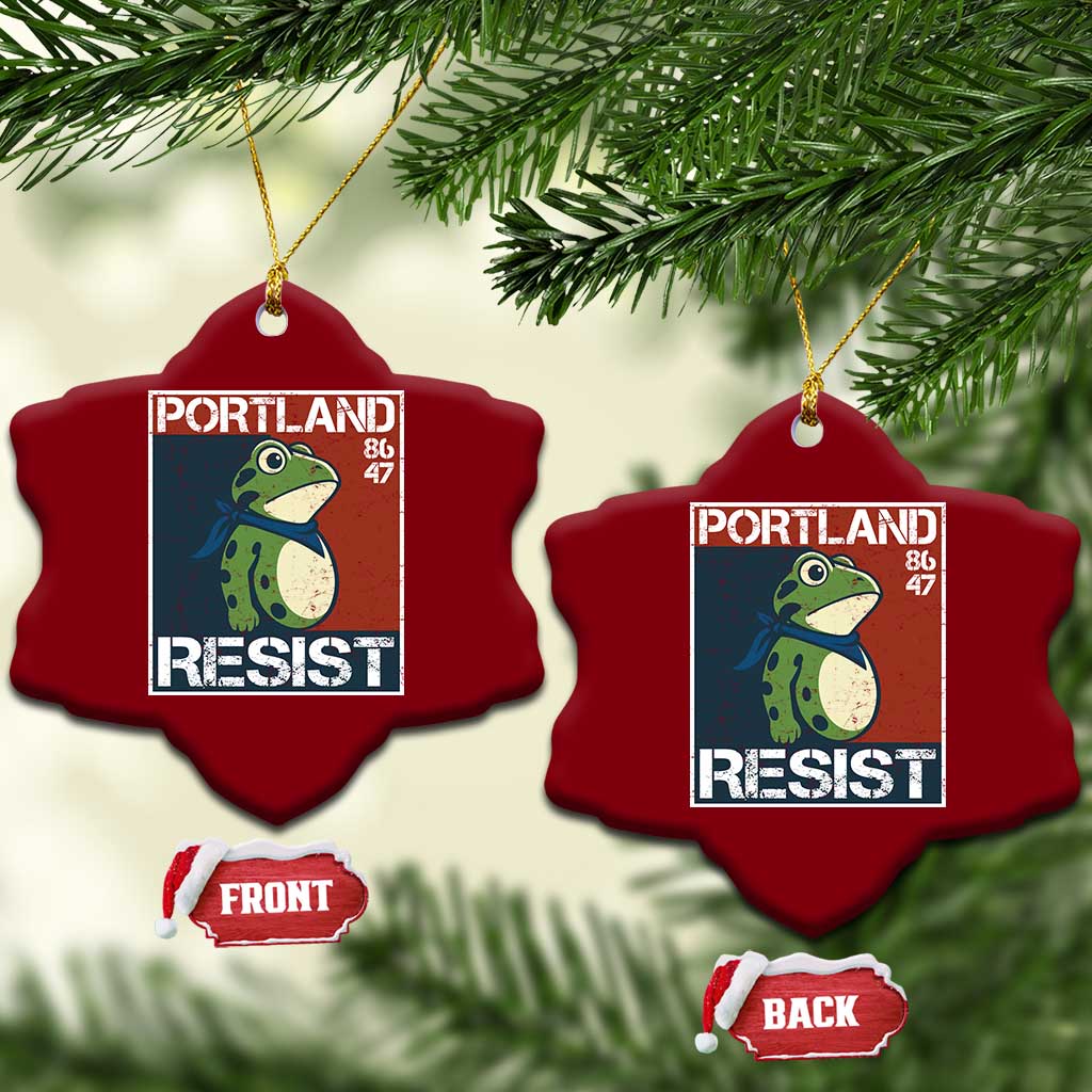 Portland Resist Retro Frog 8647 Ceramic Ornament Political Satire Protest Poster Graphic TS02 Print Your Wear