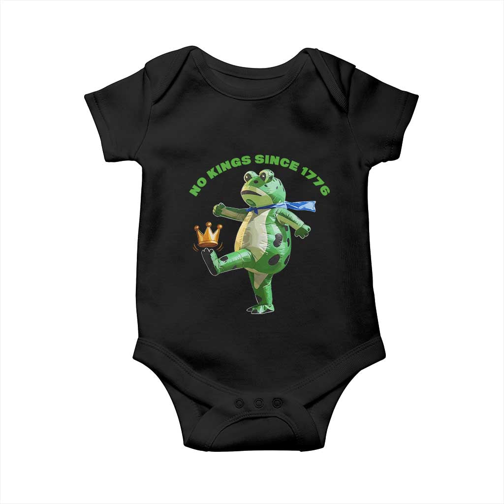 No Kings Since 1776 Frog Baby Onesie Funny Inflatable Frog Meme Protest Portland TS02 Black Print Your Wear