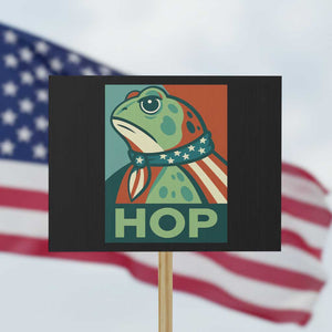 Hop Patriotic Frog Protest Sign Resist Protest Poster Graphic TS02 Horizontal 18" x 24" Black Print Your Wear