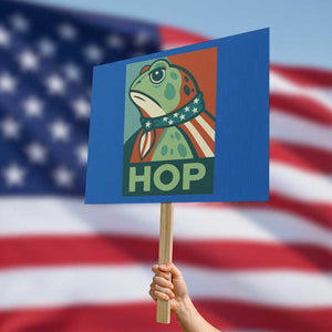 Hop Patriotic Frog Protest Sign Resist Protest Poster Graphic TS02 Horizontal 18" x 24" Blue Print Your Wear
