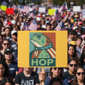 Hop Patriotic Frog Protest Sign Resist Protest Poster Graphic TS02 Horizontal 18" x 24" Yellow Print Your Wear
