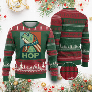 Hop Patriotic Frog Ugly Christmas Sweater Resist Protest Poster Graphic TS02 Red Green Print Your Wear