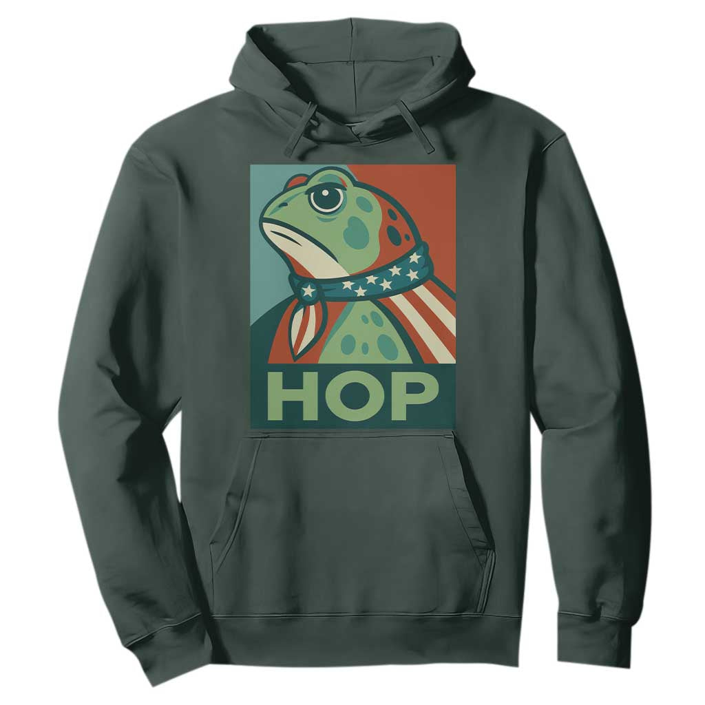Hop Patriotic Frog Hoodie Resist Protest Poster Graphic TS02 Dark Forest Green Print Your Wear