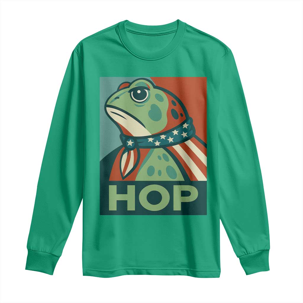 Hop Patriotic Frog Long Sleeve Shirt Resist Protest Poster Graphic TS02 Irish Green Print Your Wear