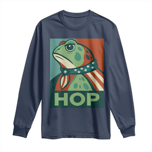Hop Patriotic Frog Long Sleeve Shirt Resist Protest Poster Graphic TS02 Navy Print Your Wear