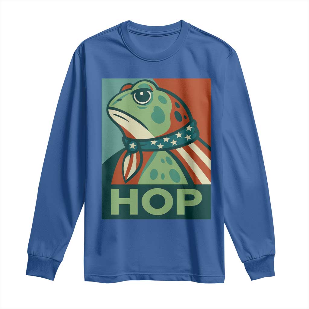 Hop Patriotic Frog Long Sleeve Shirt Resist Protest Poster Graphic TS02 Royal Blue Print Your Wear