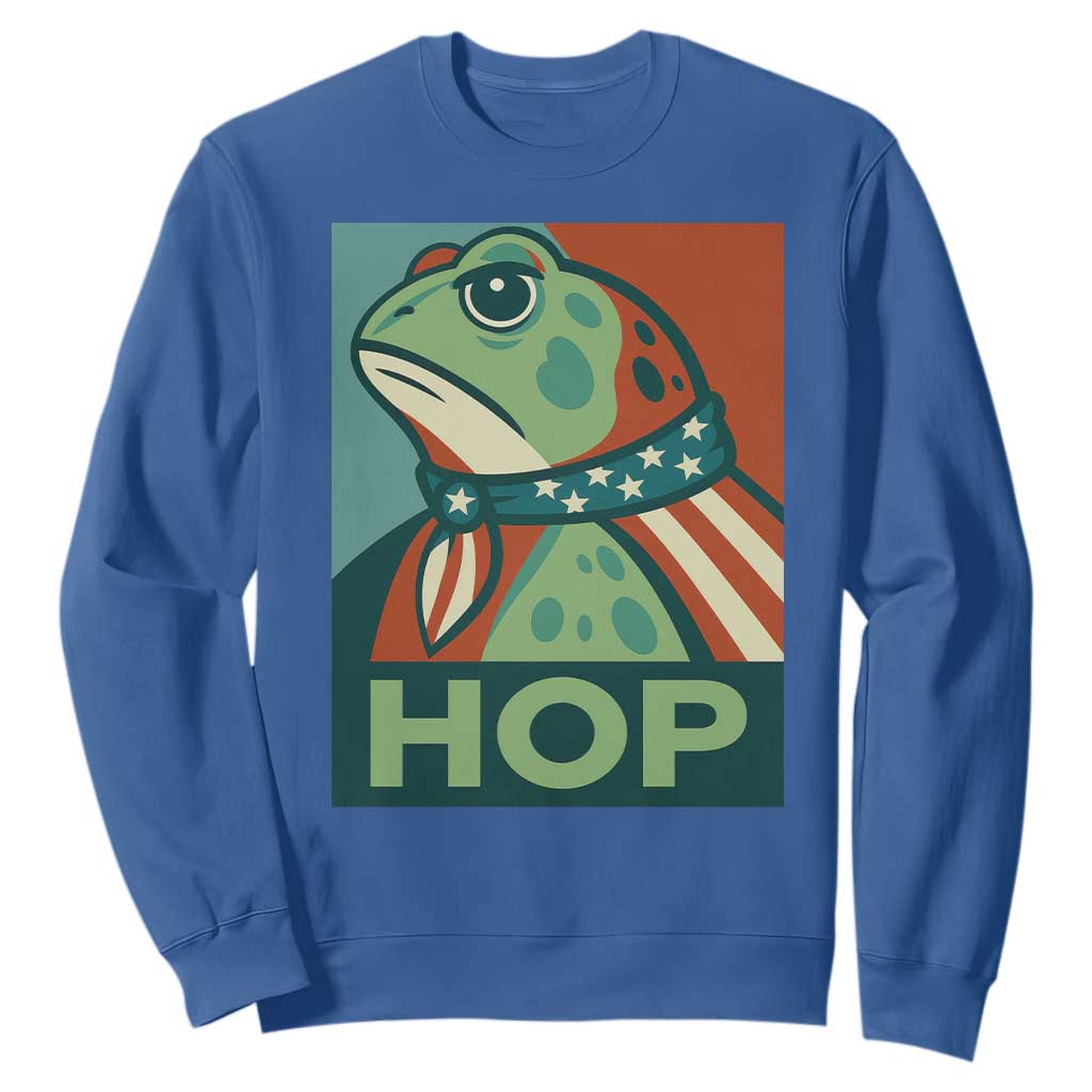 Hop Patriotic Frog Sweatshirt Resist Protest Poster Graphic TS02 Royal Blue Print Your Wear