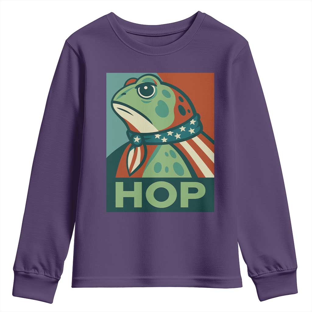 Hop Patriotic Frog Youth Sweatshirt Resist Protest Poster Graphic TS02 Purple Print Your Wear