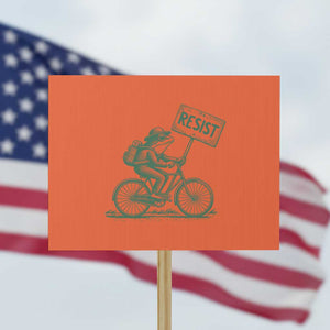 Cycling Protest Frog Protest Sign Resist Free Portland Retro Graphic TS02 Horizontal 18" x 24" Orange Print Your Wear