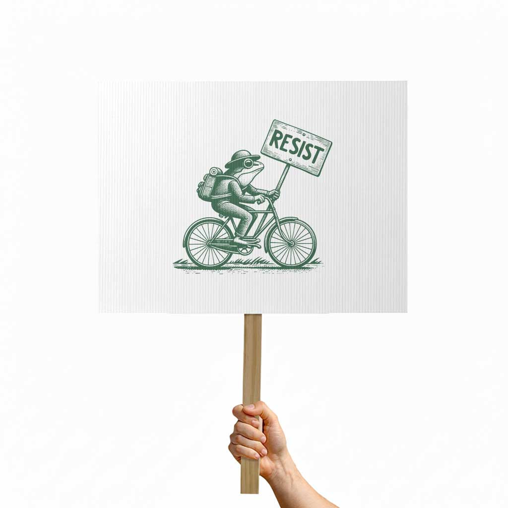 Cycling Protest Frog Protest Sign Resist Free Portland Retro Graphic TS02 Horizontal 18