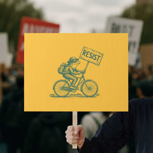 Cycling Protest Frog Protest Sign Resist Free Portland Retro Graphic TS02 Horizontal 18" x 24" Yellow Print Your Wear