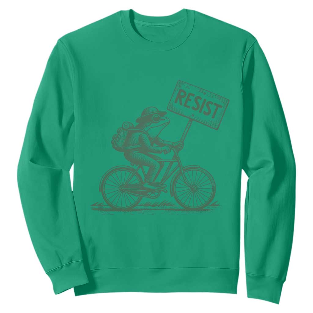 Cycling Protest Frog Sweatshirt Resist Free Portland Retro Graphic TS02 Irish Green Print Your Wear