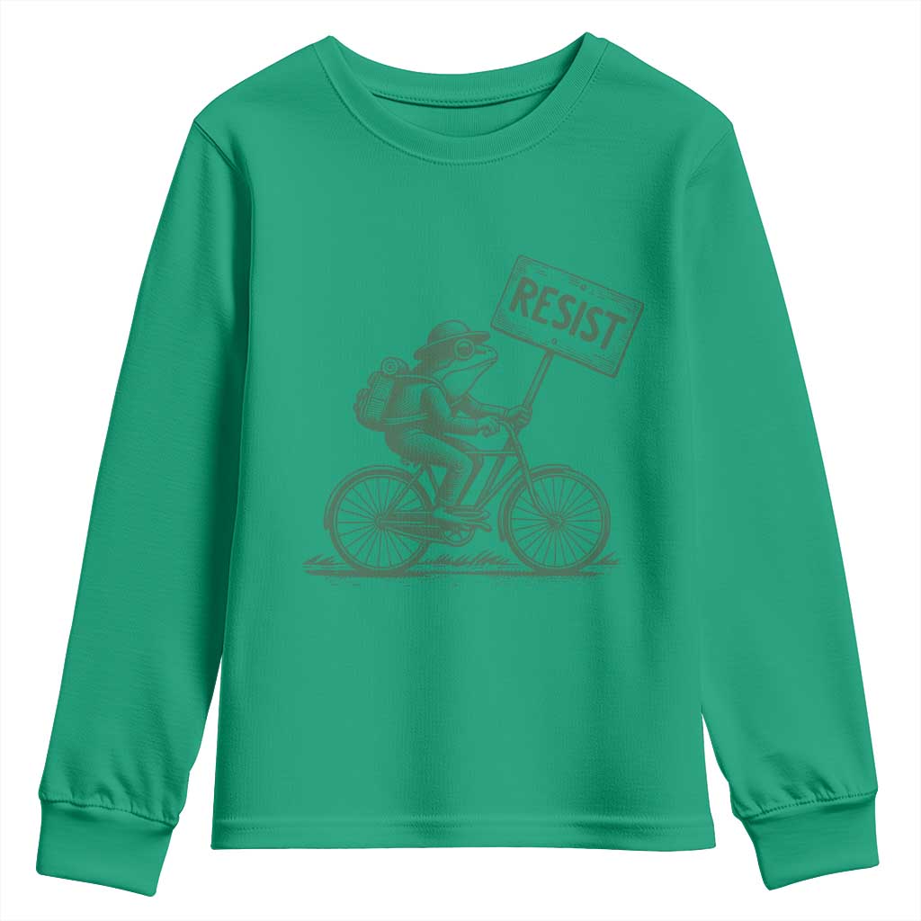 Cycling Protest Frog Youth Sweatshirt Resist Free Portland Retro Graphic TS02 Irish Green Print Your Wear