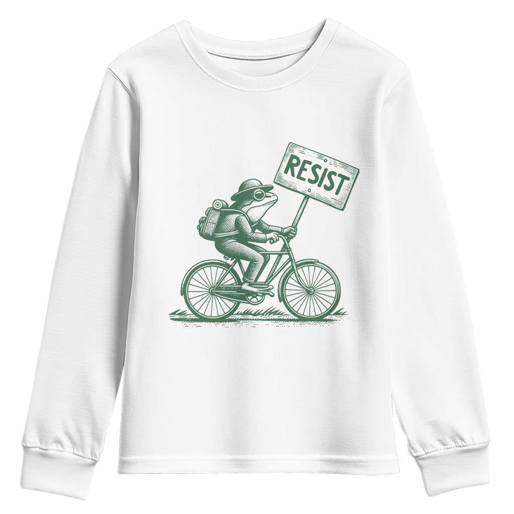 Cycling Protest Frog Youth Sweatshirt Resist Free Portland Retro Graphic TS02 White Print Your Wear