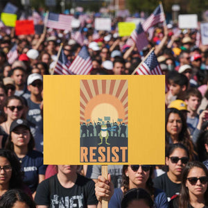 Frog Resist Protest Sign Bold Protest Free Portland TS02 Horizontal 18" x 24" Yellow Print Your Wear