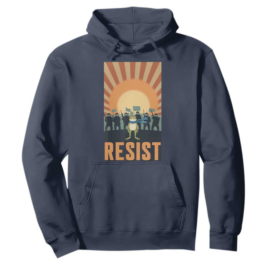 Frog Resist Hoodie Bold Protest Free Portland TS02 Navy Print Your Wear
