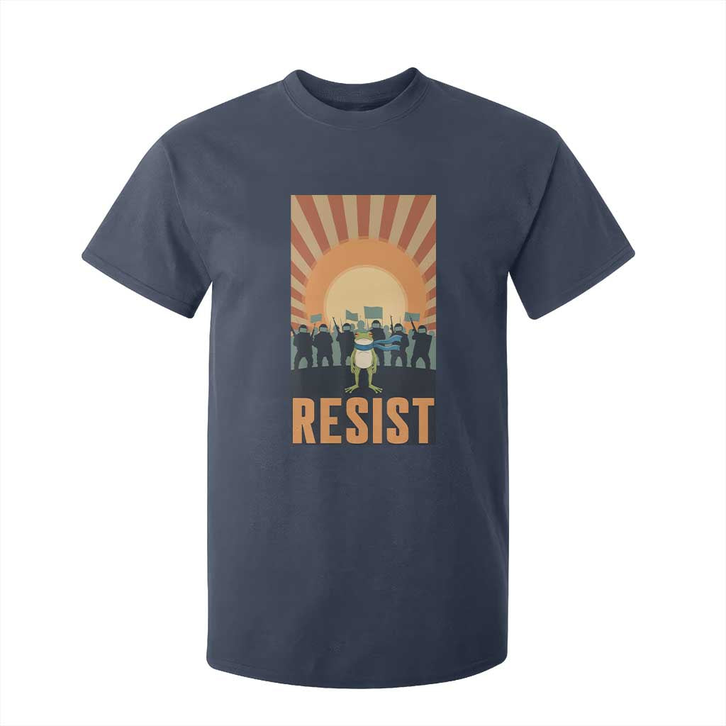 Frog Resist T Shirt For Kid Bold Protest Free Portland TS02 Navy Print Your Wear