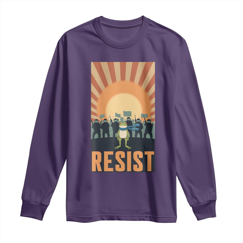 Frog Resist Long Sleeve Shirt Bold Protest Free Portland TS02 Purple Print Your Wear