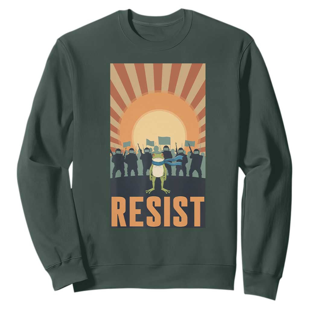 Frog Resist Sweatshirt Bold Protest Free Portland TS02 Dark Forest Green Print Your Wear