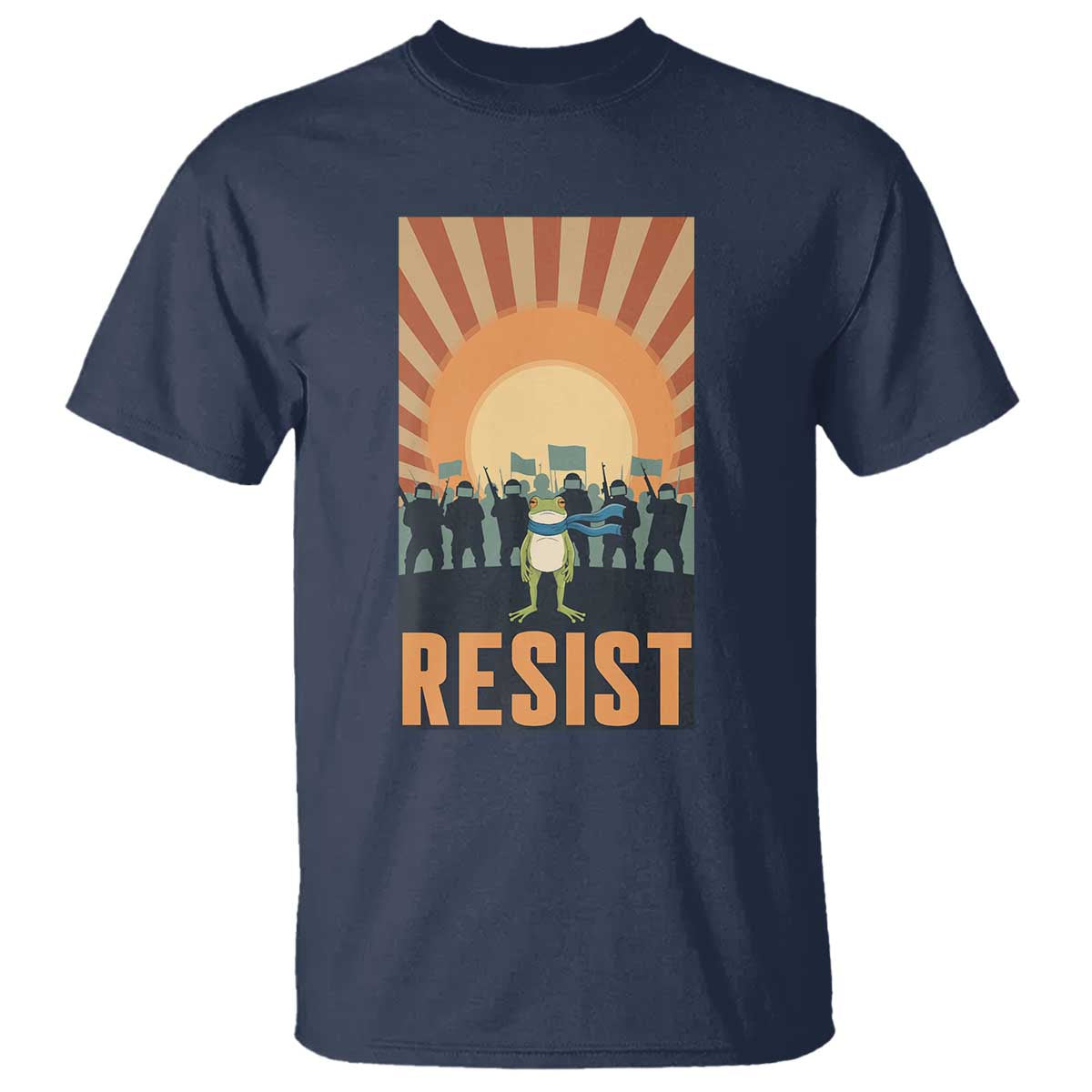 Frog Resist T Shirt Bold Protest Free Portland TS02 Navy Print Your Wear