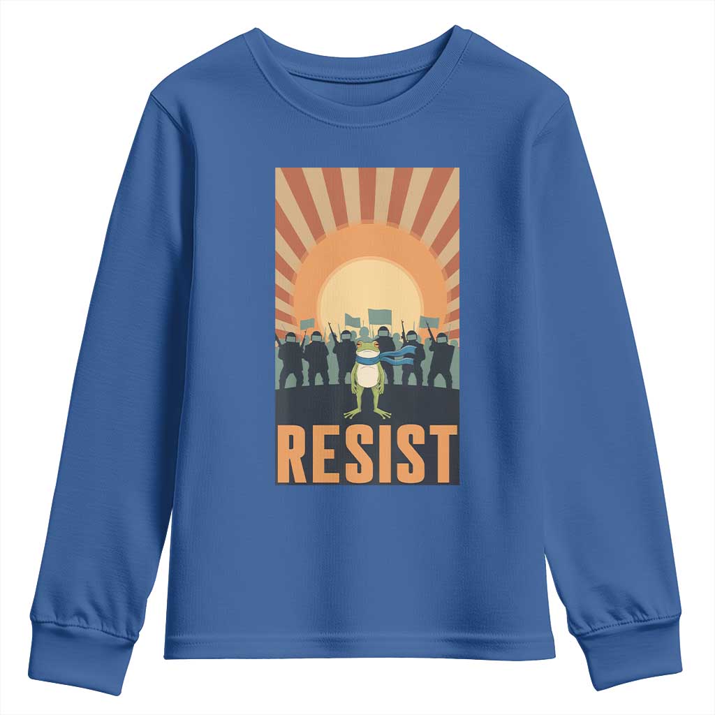 Frog Resist Youth Sweatshirt Bold Protest Free Portland TS02 Royal Blue Print Your Wear