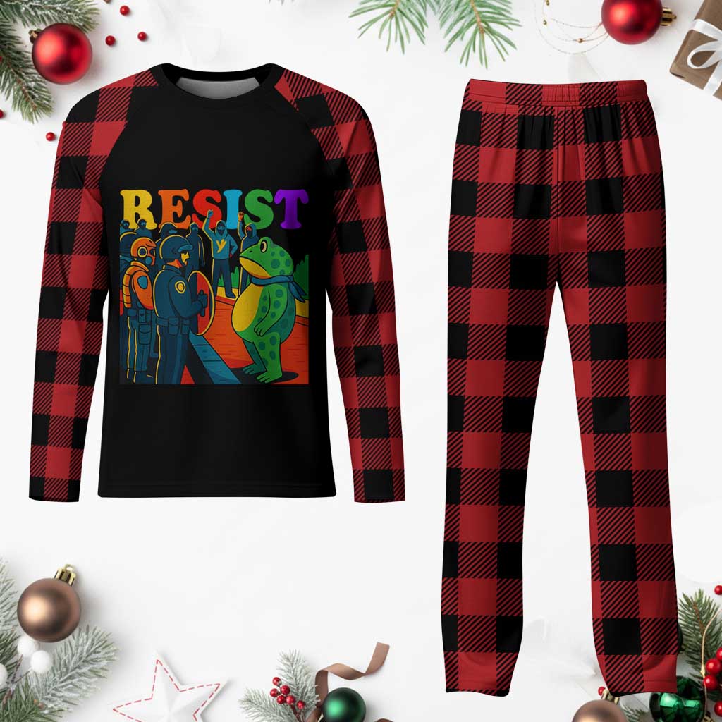 Rainbow Street Protest Frog Plaid Pajama Set Resist LGBTQ+ Solidarity TS02 Buffalo Plaid Print Your Wear