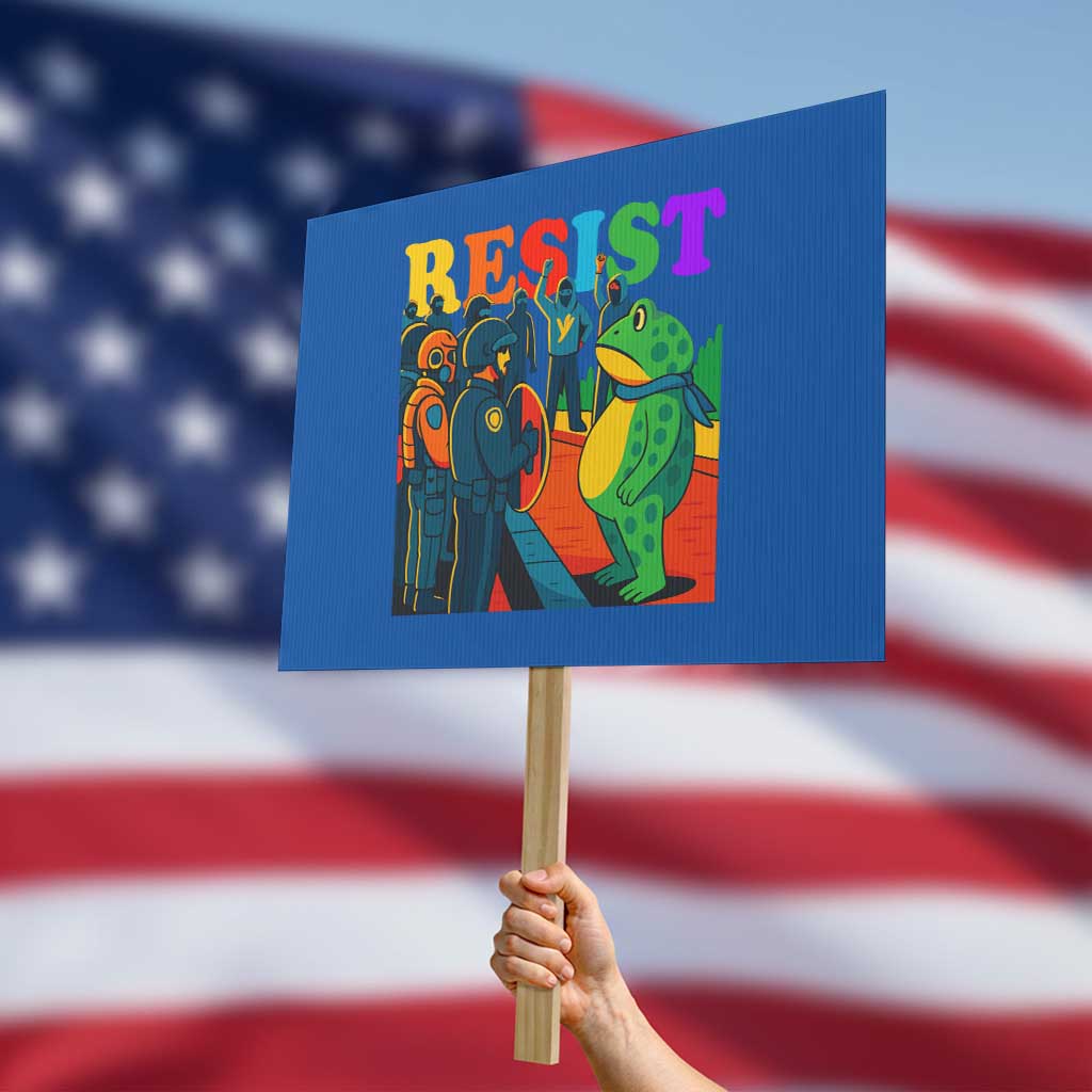 Rainbow Street Protest Frog Protest Sign Resist LGBTQ+ Solidarity TS02 Horizontal 18