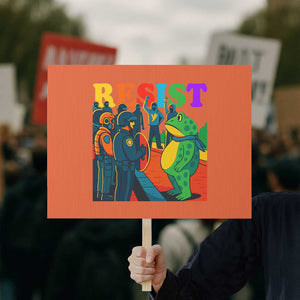Rainbow Street Protest Frog Protest Sign Resist LGBTQ+ Solidarity TS02 Horizontal 18" x 24" Orange Print Your Wear
