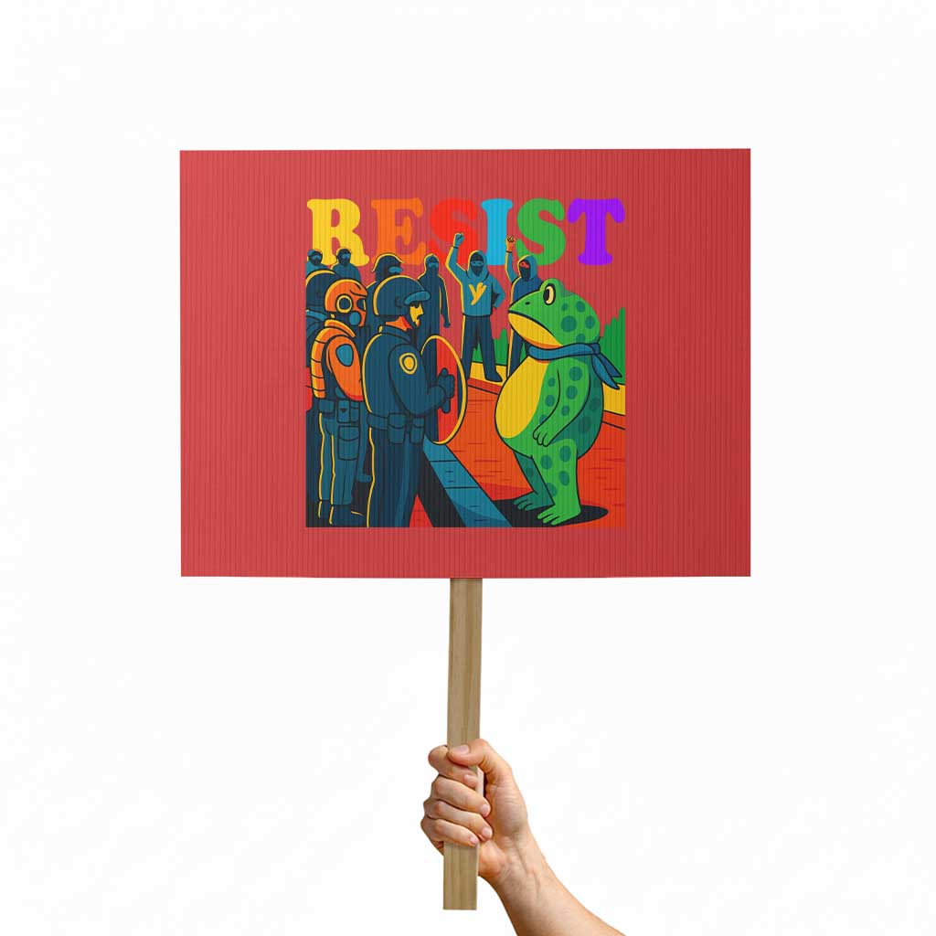 Rainbow Street Protest Frog Protest Sign Resist LGBTQ+ Solidarity TS02 Horizontal 18