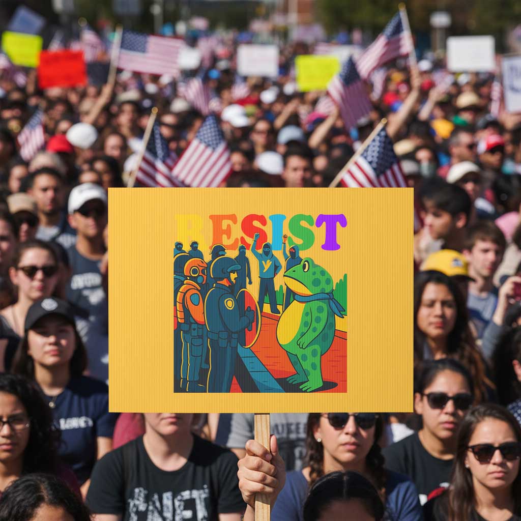 Rainbow Street Protest Frog Protest Sign Resist LGBTQ+ Solidarity TS02 Horizontal 18