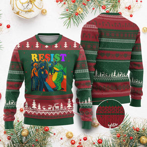 Rainbow Street Protest Frog Ugly Christmas Sweater Resist LGBTQ+ Solidarity TS02 Red Green Print Your Wear