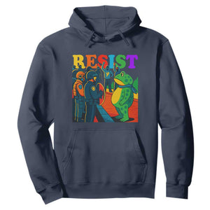 Rainbow Street Protest Frog Hoodie Resist LGBTQ+ Solidarity TS02 Navy Print Your Wear