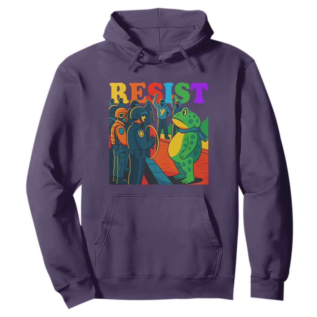 Rainbow Street Protest Frog Hoodie Resist LGBTQ+ Solidarity TS02 Purple Print Your Wear