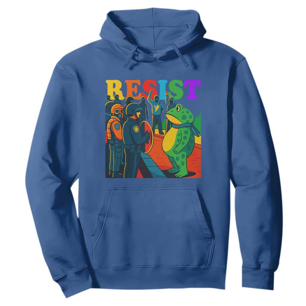 Rainbow Street Protest Frog Hoodie Resist LGBTQ+ Solidarity TS02 Royal Blue Print Your Wear