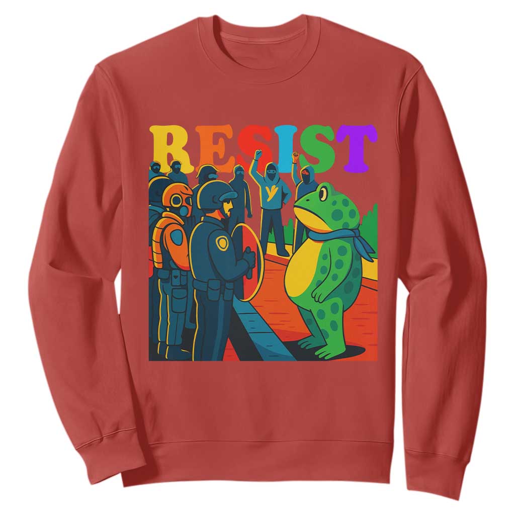 Rainbow Street Protest Frog Sweatshirt Resist LGBTQ+ Solidarity TS02 Red Print Your Wear