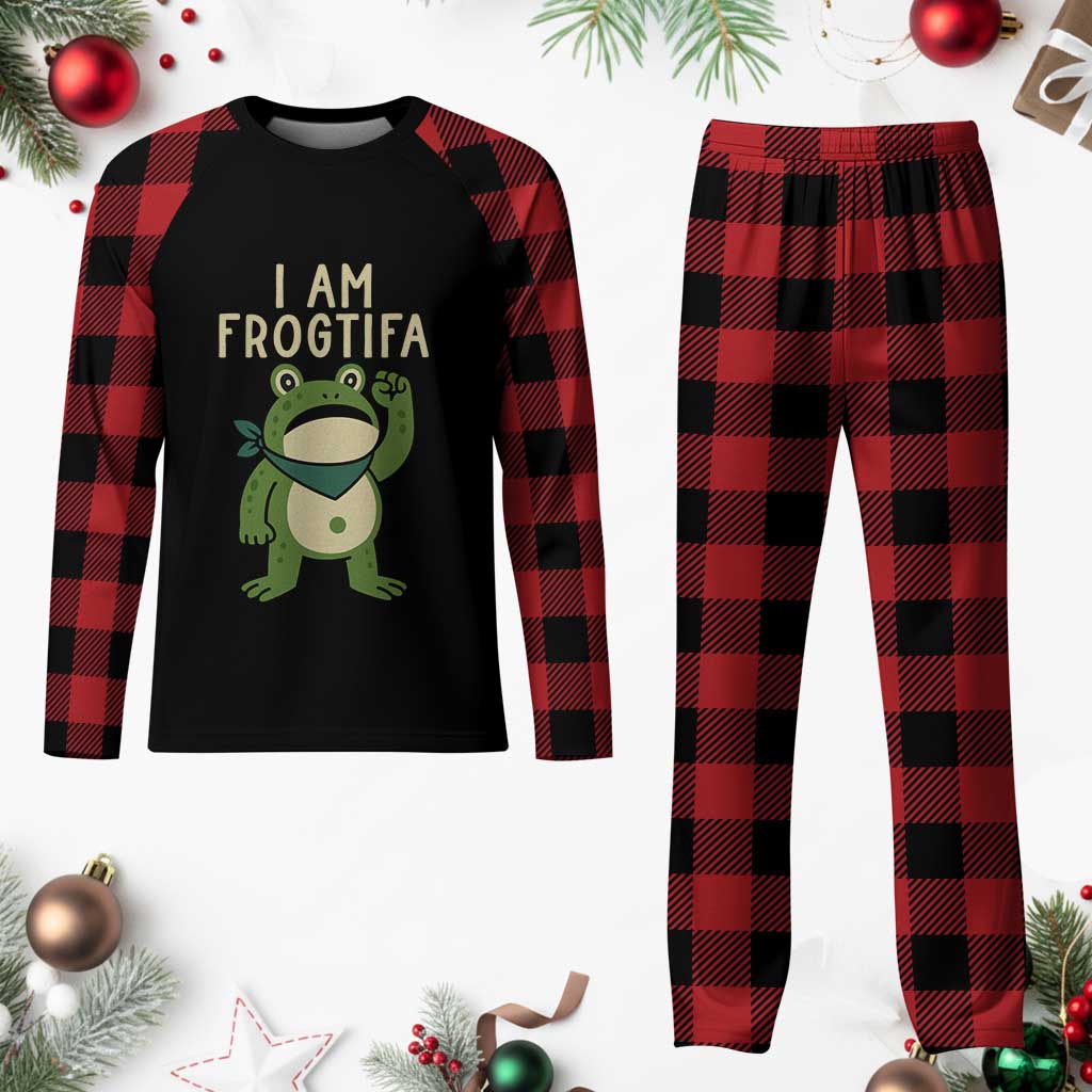I Am Frogtifa Plaid Pajama Set Frog Resist Antifascist with Raised Fist Bandana TS02 Buffalo Plaid Print Your Wear