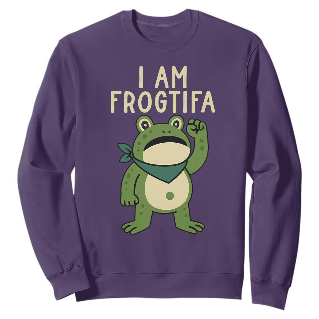 I Am Frogtifa Sweatshirt Frog Resist Antifascist with Raised Fist Bandana TS02 Purple Print Your Wear