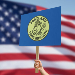 Portland Frog Brigade Protest Sign Peace Frog Protest Badge TS02 Horizontal 18" x 24" Blue Print Your Wear