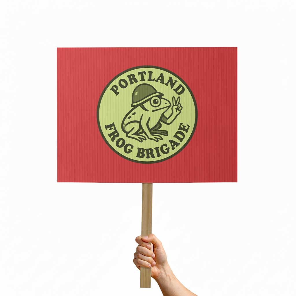 Portland Frog Brigade Protest Sign Peace Frog Protest Badge TS02 Horizontal 18